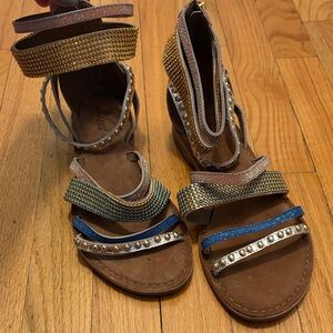 Brown and Blue Strappy Sandals, 41
